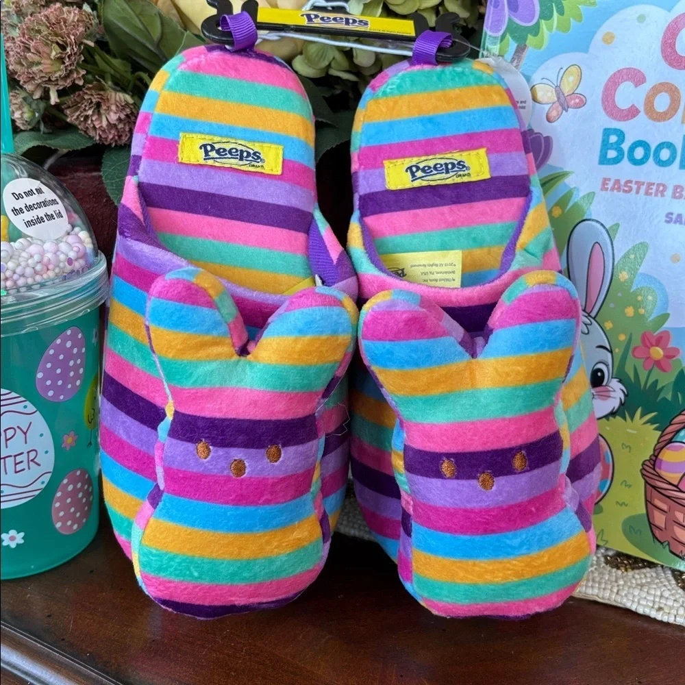 Brand New Girls Easter Basket Gift Set Peeps Slippers Chick Cup Coloring Book